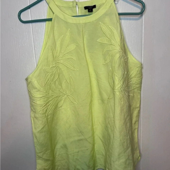 NWT Ann Taylor Petites Green / Yellow Embroidered Tank Top Size Large - Picture 2 of 5
